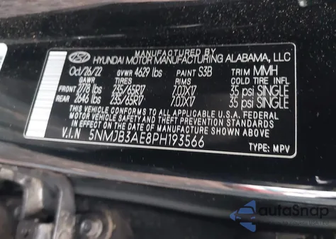 2023 Hyundai Tucson Sel из США, поврежденный, VIN 5NMJB3AE8PH193566